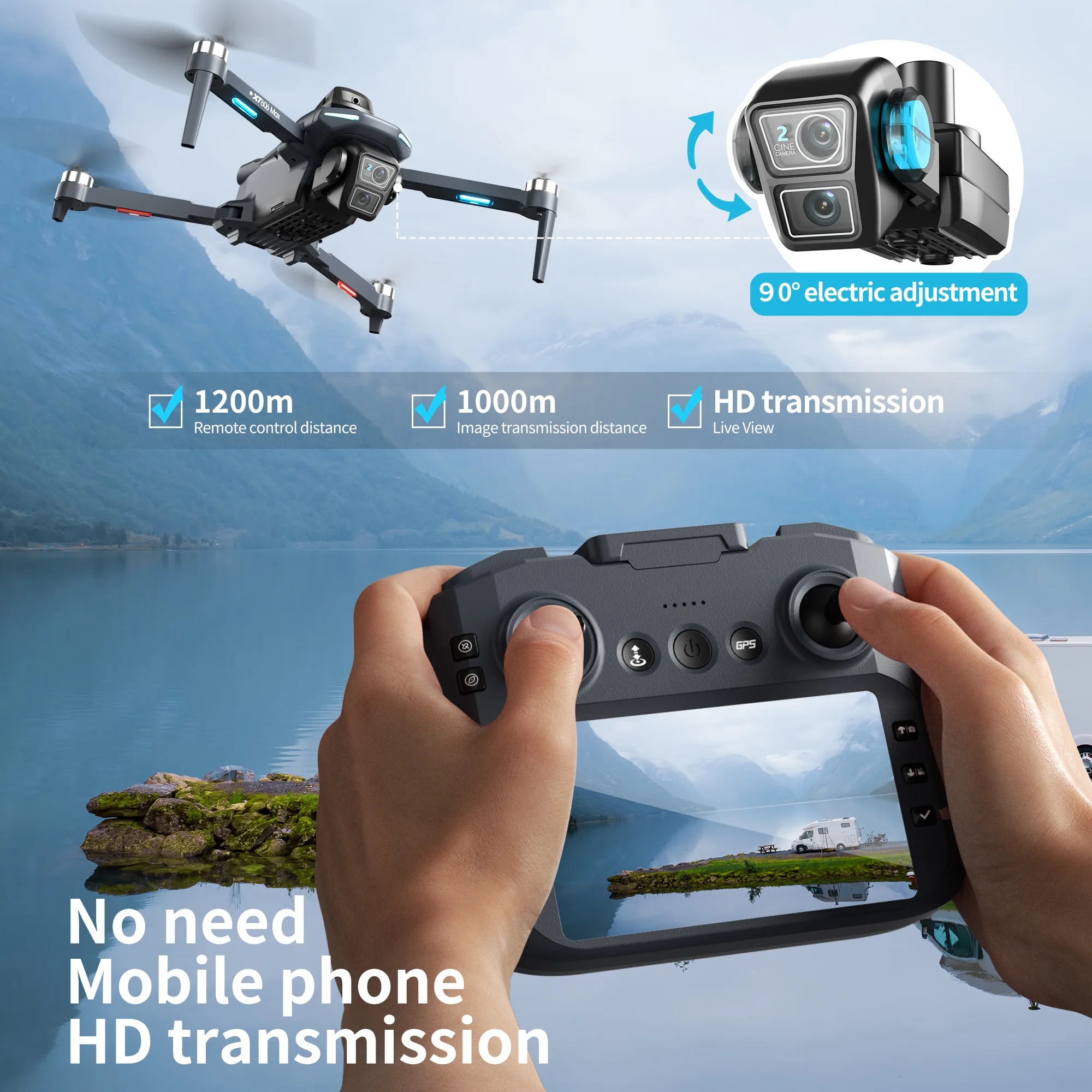 طائرة بدون طيار XT606 MAX GPS  - مراجعة Drone Surveying وسعره